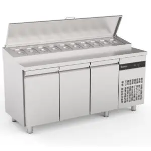 INOMAK Triple Hinged Door Gastronorm Prep Counter With Raised Collar