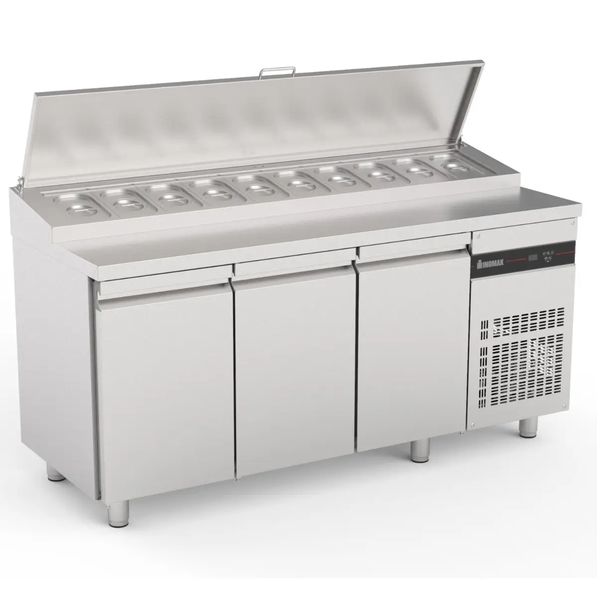INOMAK Triple Hinged Door Gastronorm Prep Counter With Raised Collar
