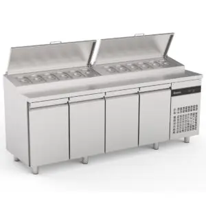INOMAK Four Hinged Door Gastronorm Prep Counter With Raised Collar