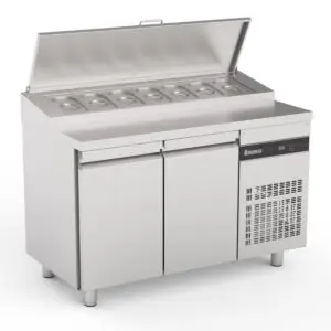INOMAK Double Hinged Door Gastronorm Prep Counter With Raised Collar