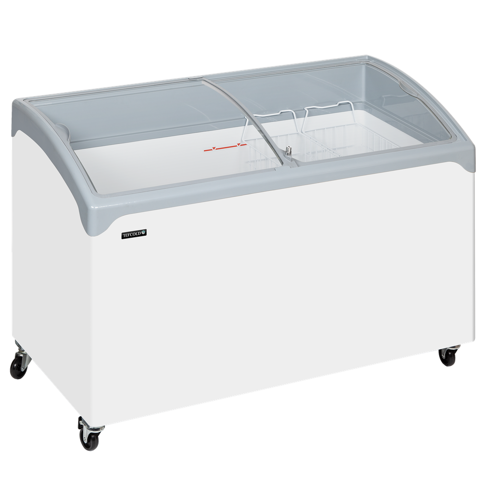 TEFCOLD NIC400SCEB LED Sliding Curved Glass Lid Chest Freezer